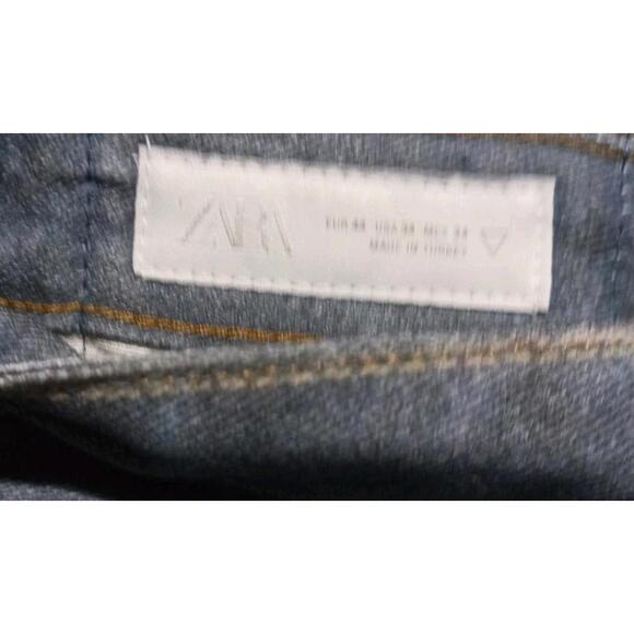 ZARA Baggy Fit Straight Leg Size 34 Distressed Jeans NWT - Picture 3 of 8